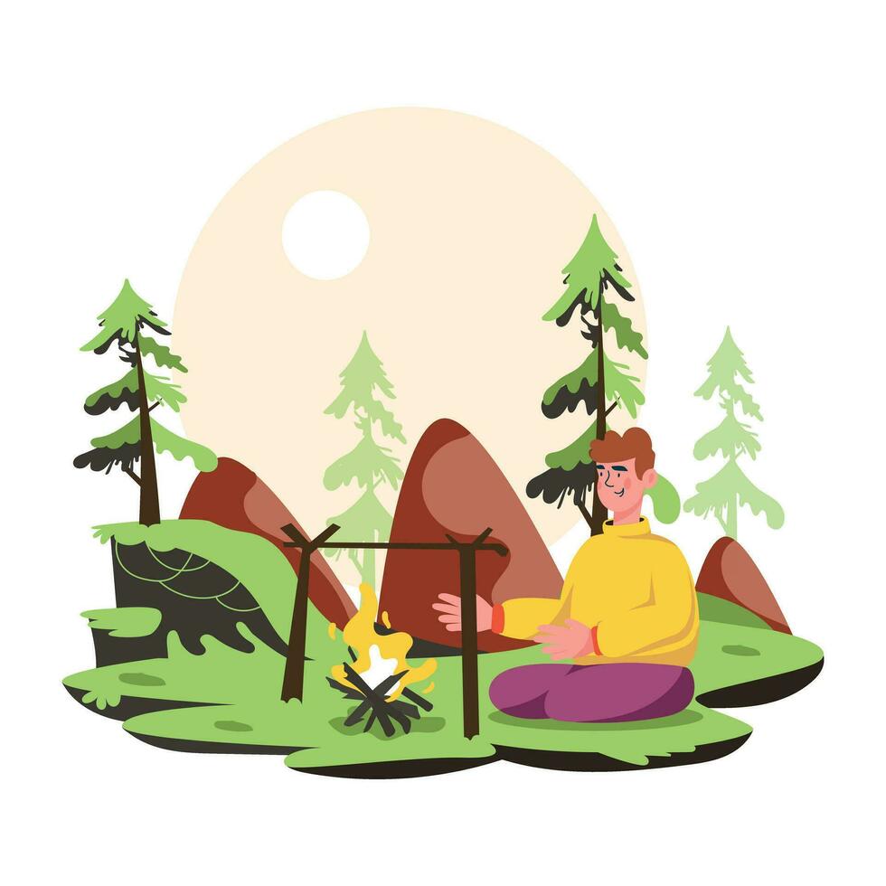 Trendy Forest Bonfire vector