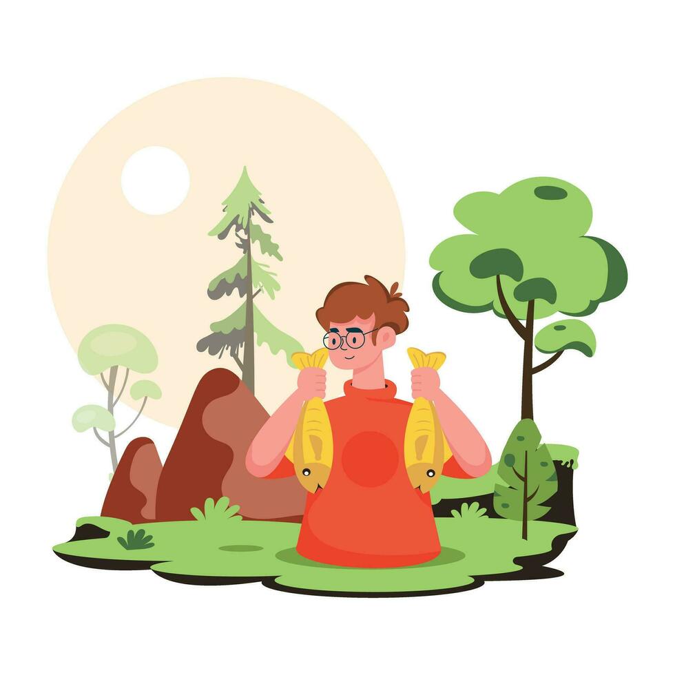 Trendy Forest Fish vector