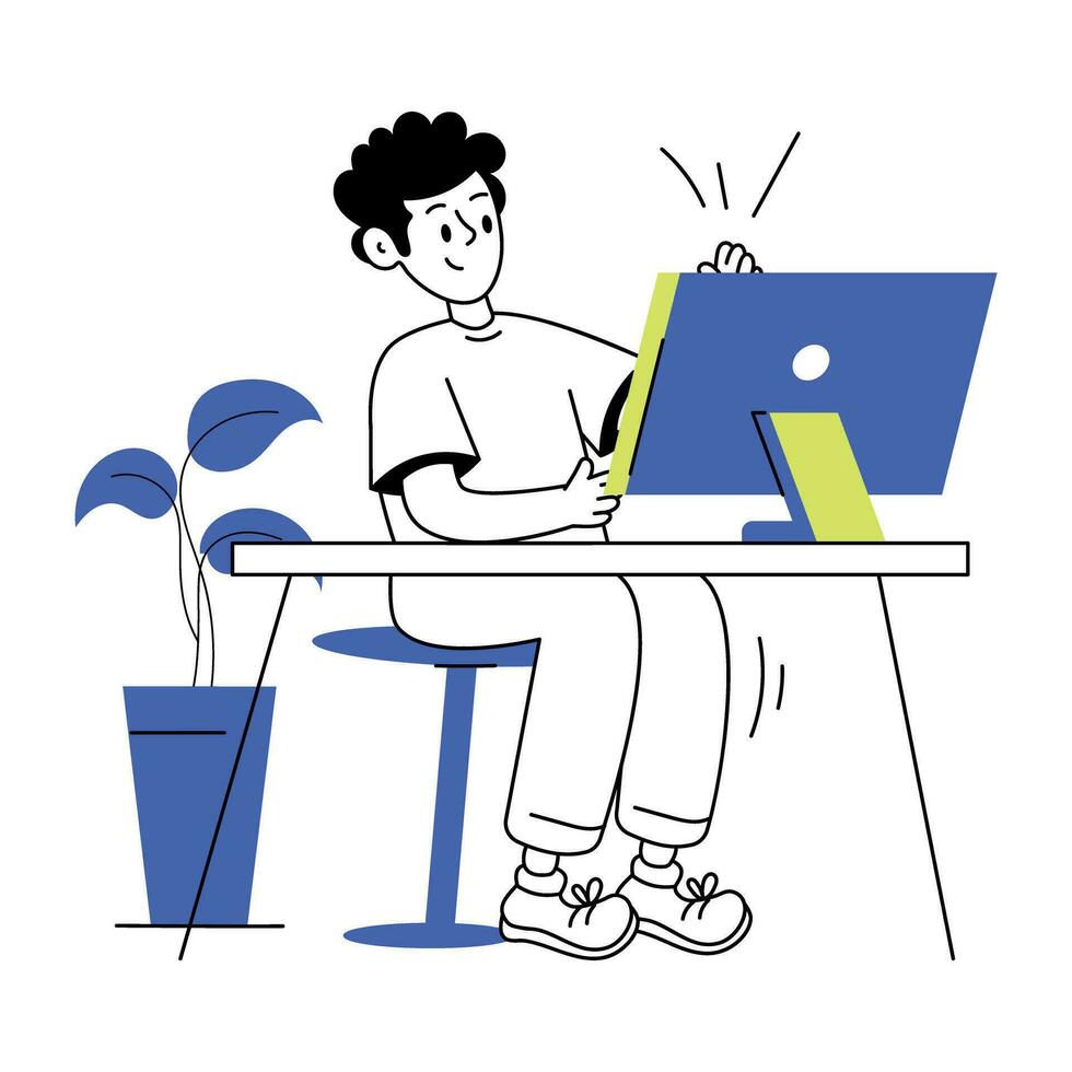 Trendy Computer User vector