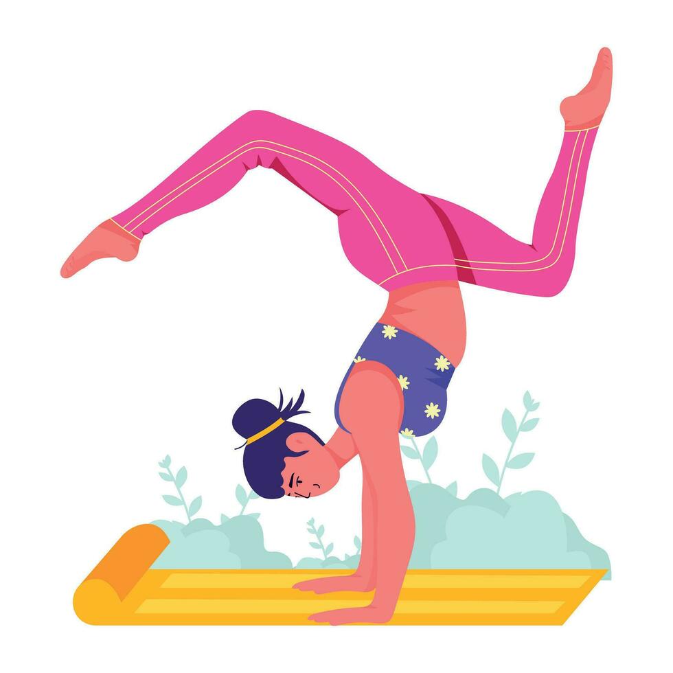Trendy Handstand Asanas vector