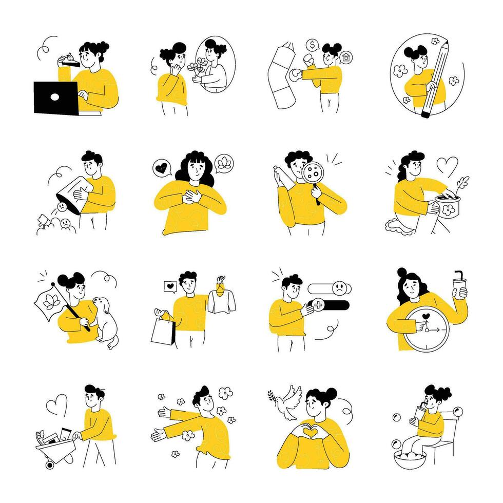 Pack of Self Love and Motivation Drawing Illustrations vector