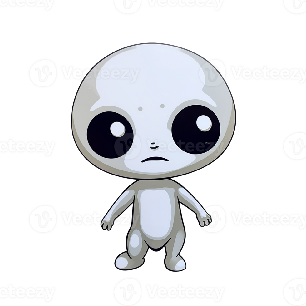 Alien cartoon on transparent background, , digital illustration. png