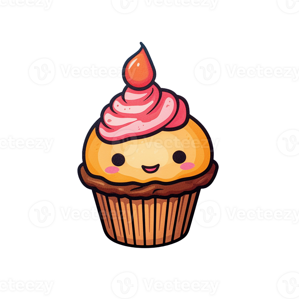 cupcake cute cartoon isolated on transparent background, ai generated ...