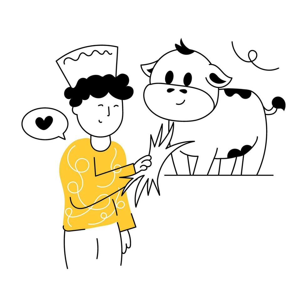 Trendy Feeding Cow 24822361 Vector Art at Vecteezy