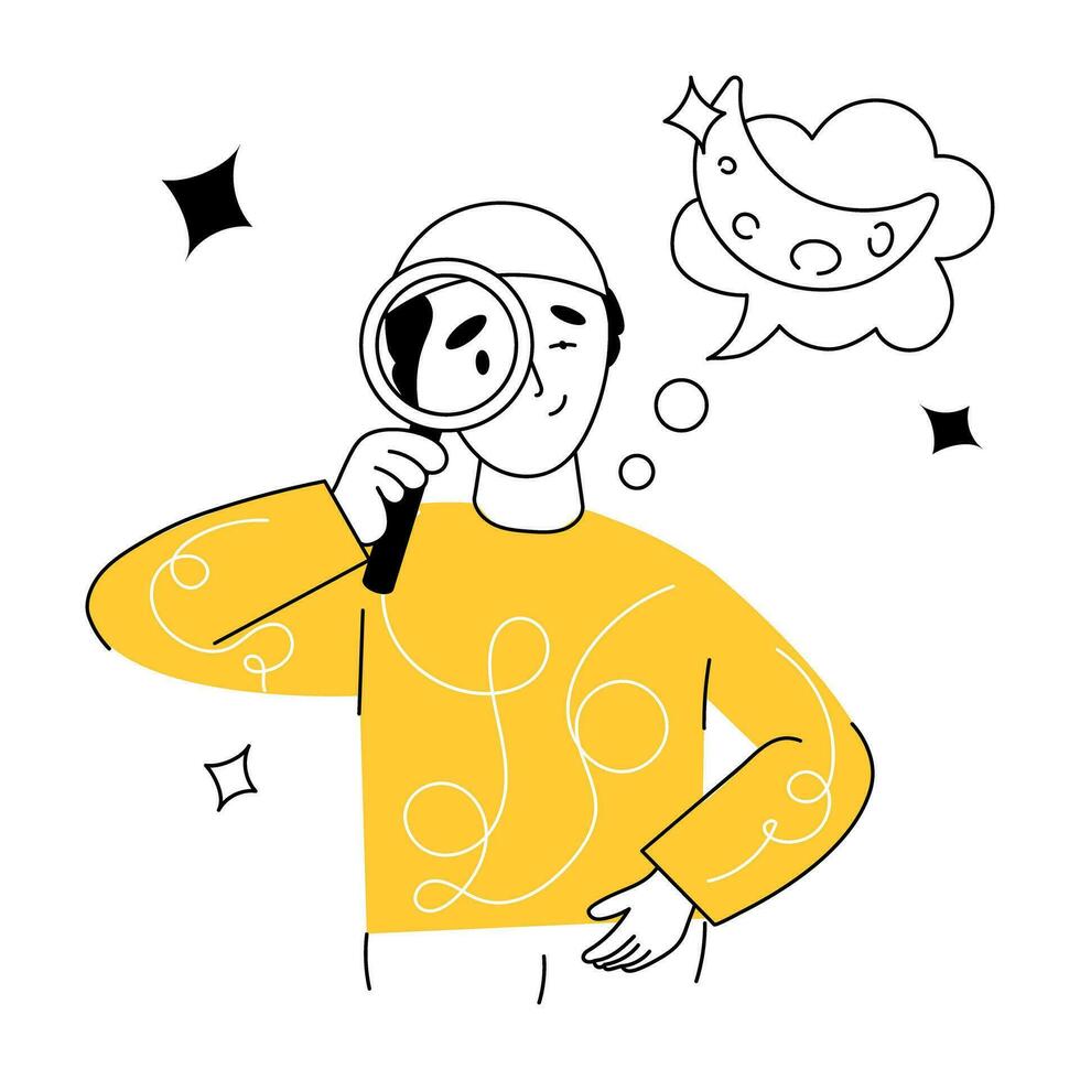 Trendy Searching Moon vector