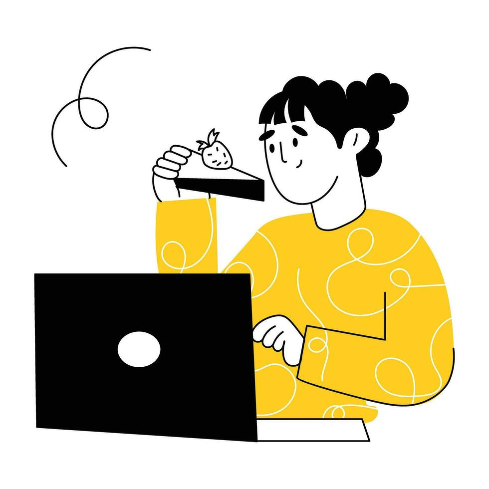 Trendy Using Laptop vector