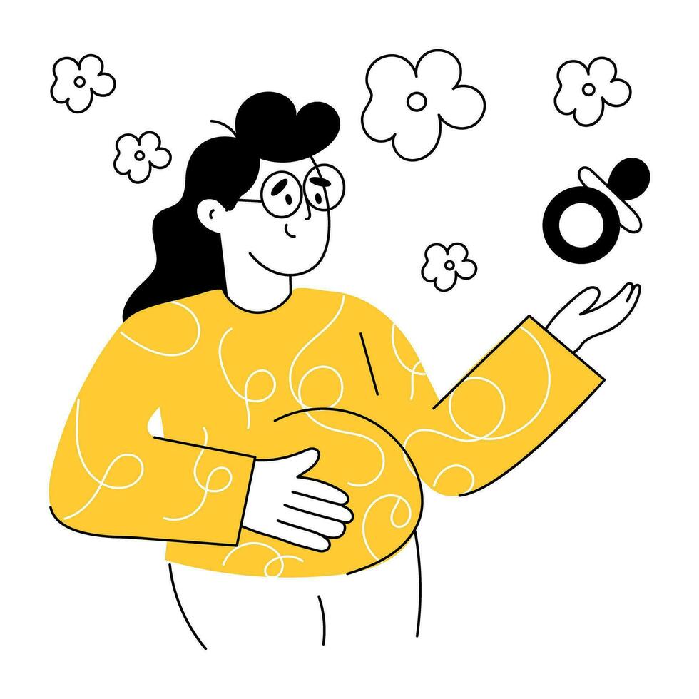 Trendy Pregnant Lady vector