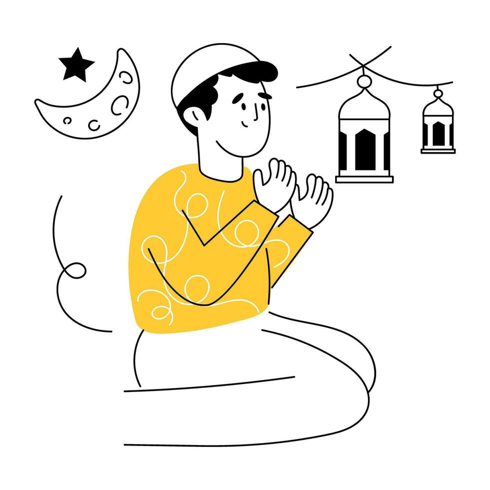 Trendy Eid Prayer vector