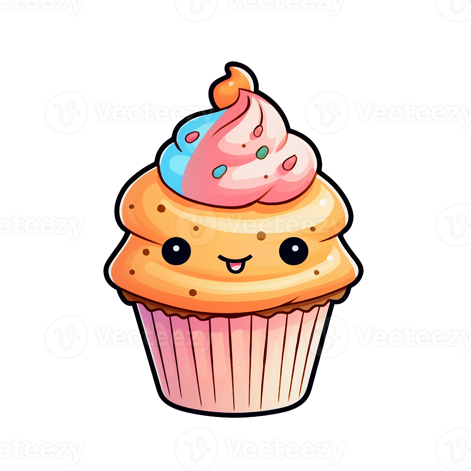 cupcake cute cartoon isolated on transparent background, ai generated ...