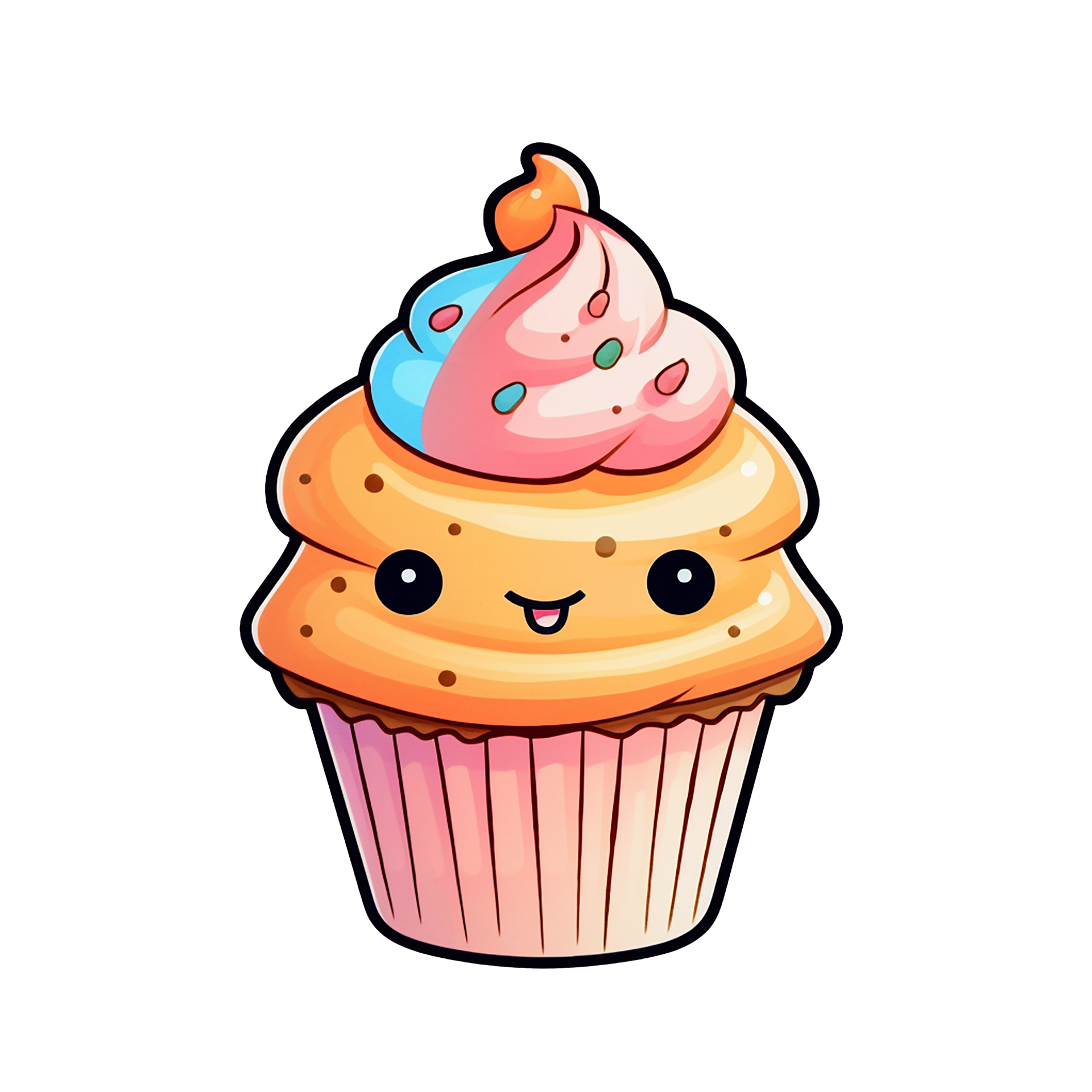 cupcake cute cartoon isolated on transparent background, ai generated,  digital illustration. 24822598 PNG