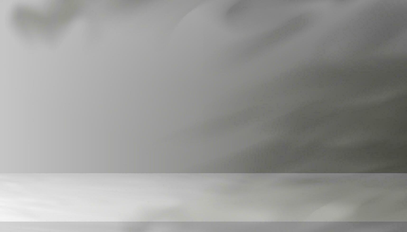 Studio background,Leaves shadow with light on grey concrete wall background,Empty White gradient Studio Room with abstract light on Cement floor,Vector Backdrop display for product presentation vector