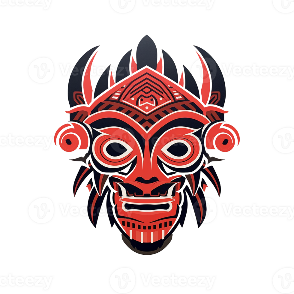 Tribal mask cartoon isolated on transparent background, , digital illustration. png