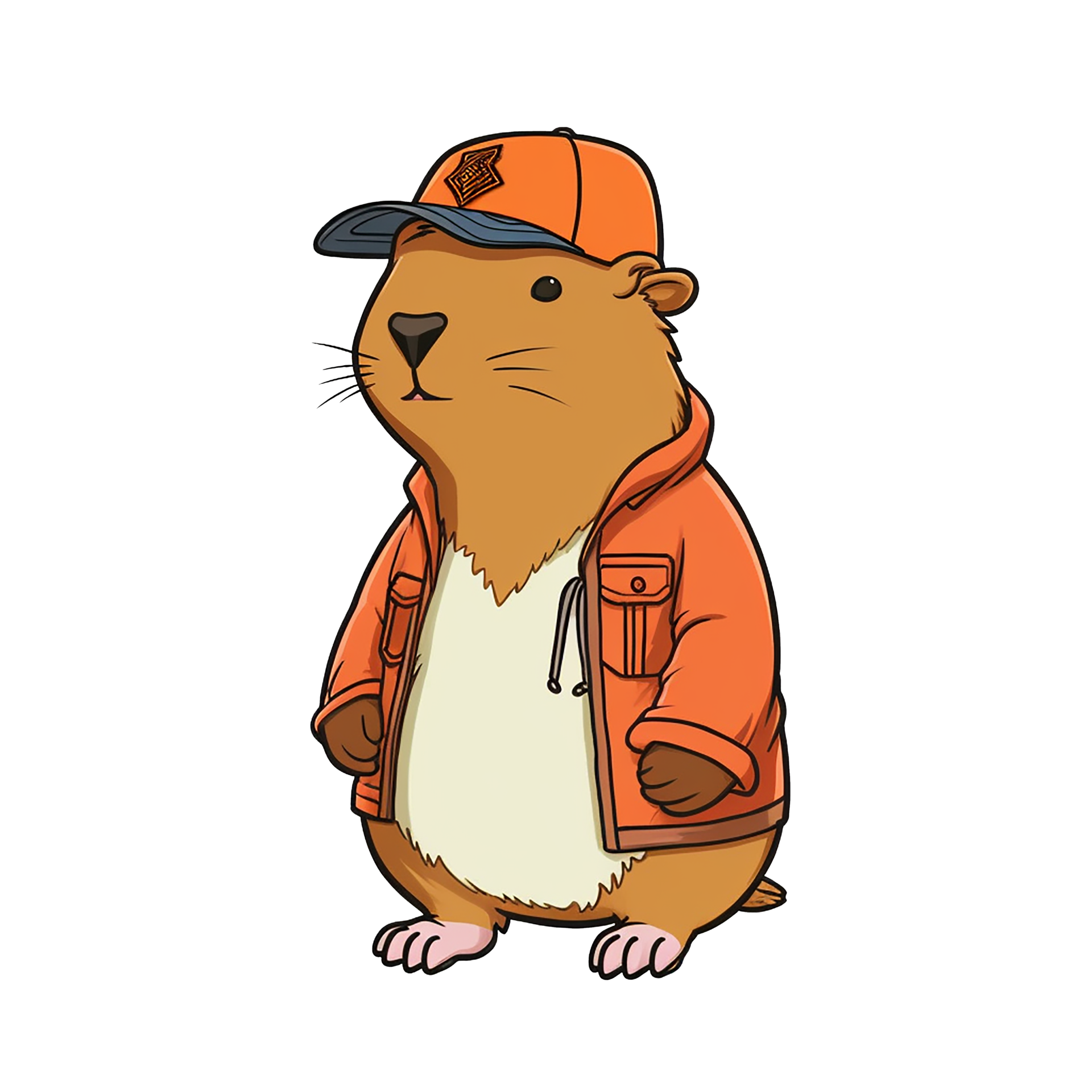 capivara fofa desenho animado hiphop isolado em transparente fundo