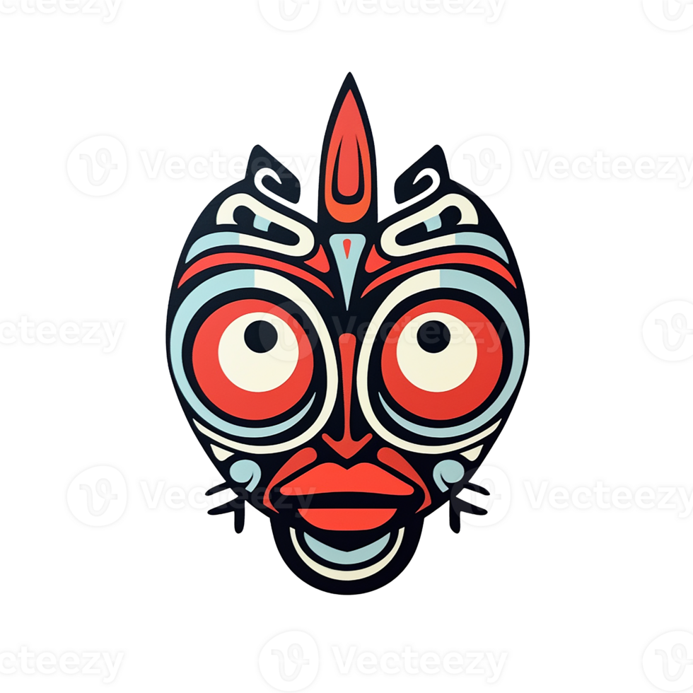Tribal mask cartoon isolated on transparent background, , digital illustration. png