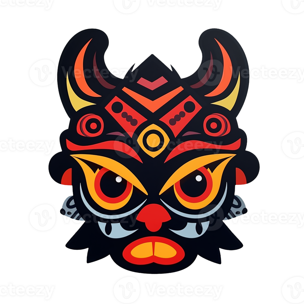 Tribal mask cartoon isolated on transparent background, , digital illustration. png