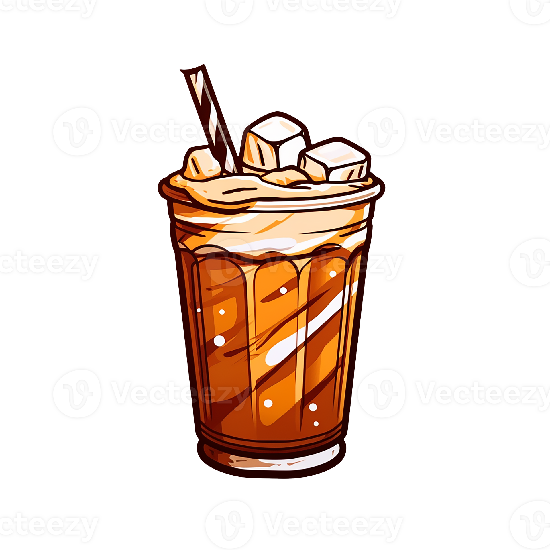 cup of coffee with ice, cartoon, isolate, transparent background ...