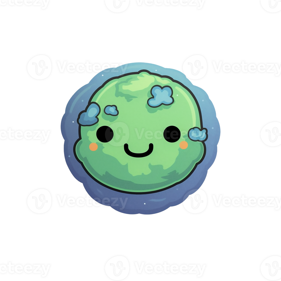 cute earth global world cartoon on transparent background, generative ai, digital illustration. png