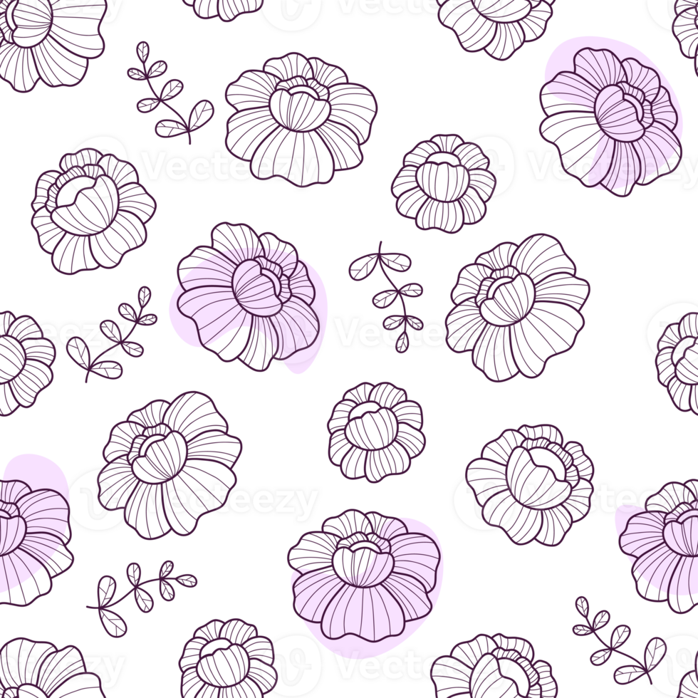 seamless pattern with linear flower png