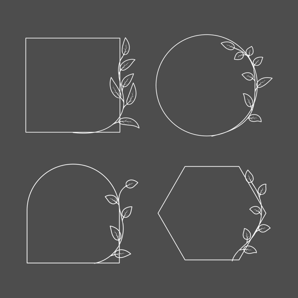 Floral frame line art botanical branches. - Vector. vector