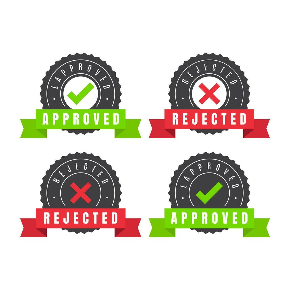 Approved and rejected stamp seal vector template.