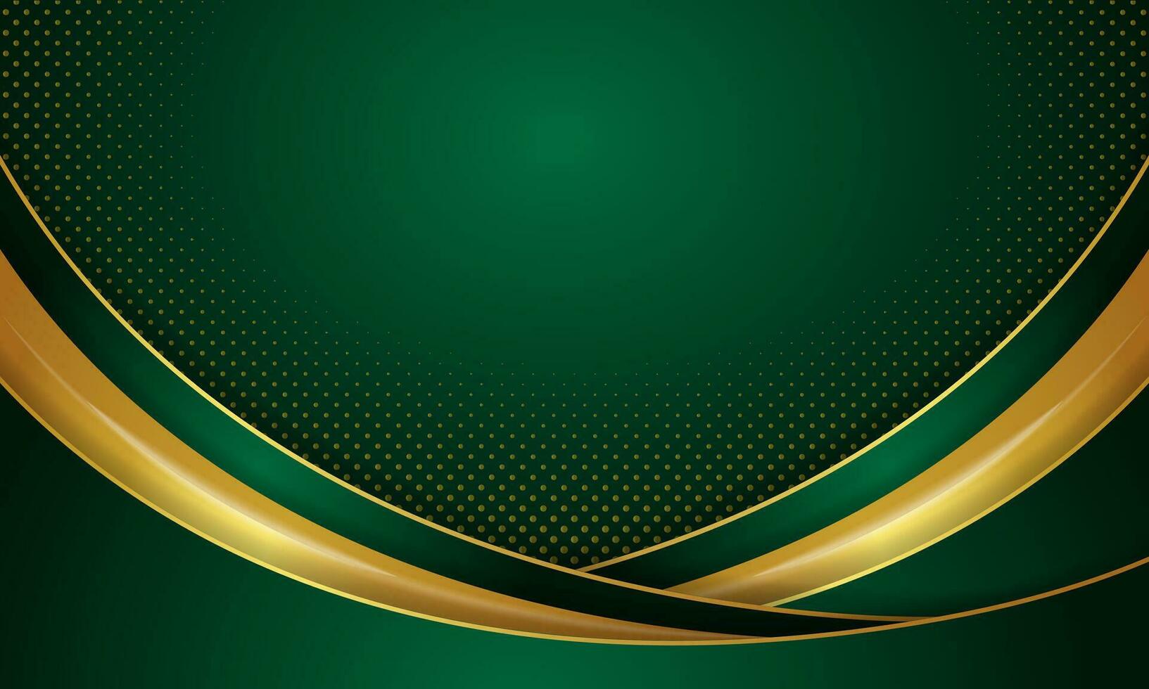 Luxury green background combine with glowing golden lines. Overlap layer textured background. - Vector. vector