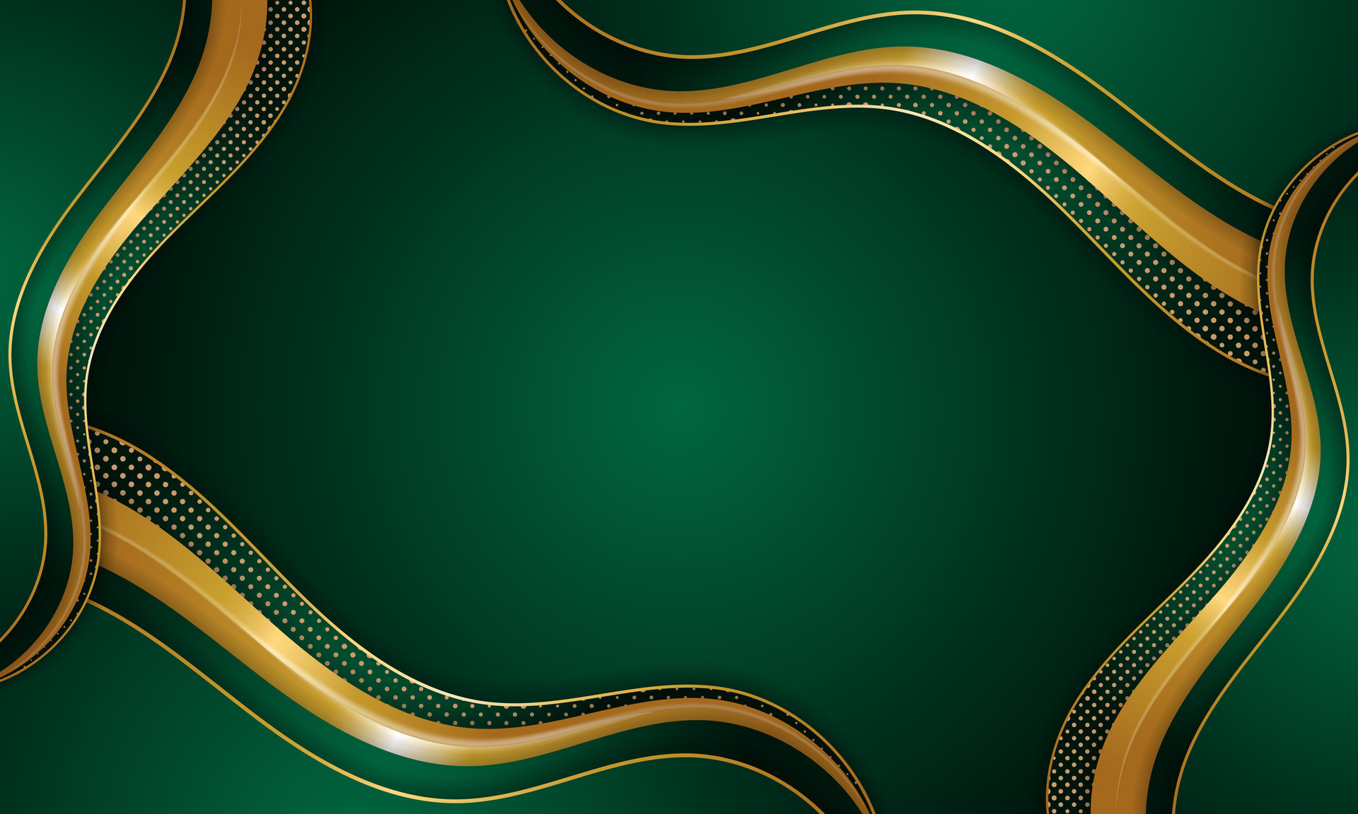 Luxury green background combine with glowing golden lines. Overlap