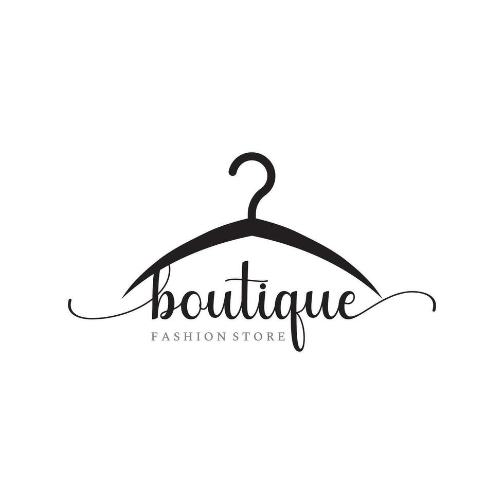 Simple coat hanger logo template design with creative idea.Logo for business, boutique, fashion, beauty. vector