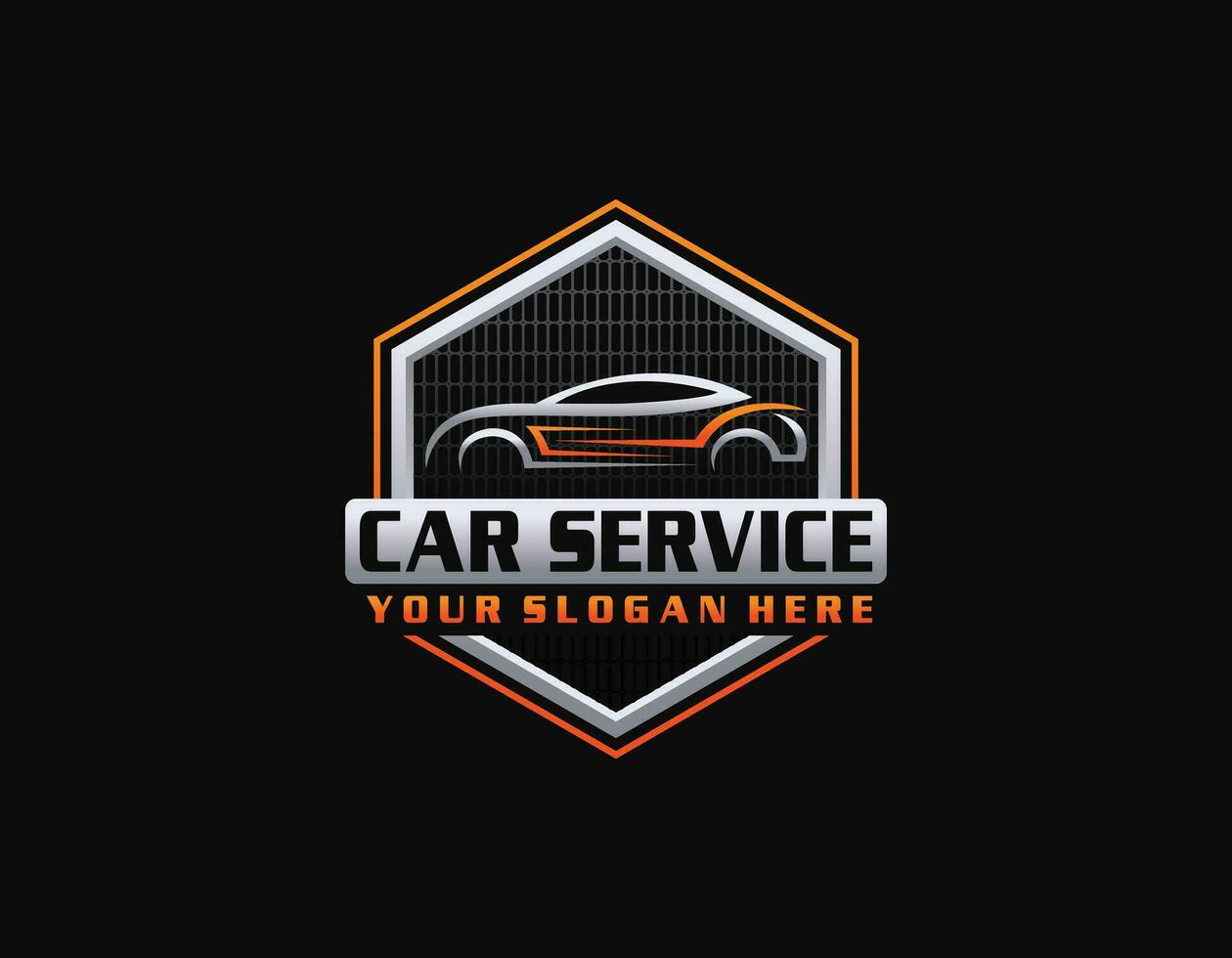 vector illustration of car rental logo template, emblem, badges with car lock isolated on black background, dark logo with attractive color gradient.
