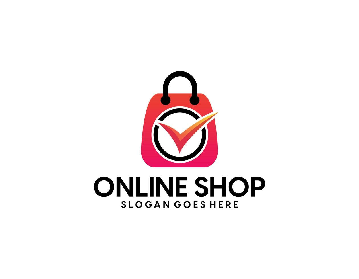 shop logo with bag icon for e commerce and store logo vector