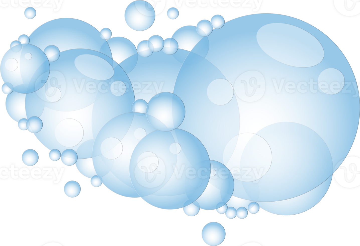 Cartoon soap foam with bubbles. Light blue suds of bath, shampoo, shaving, mousse. png