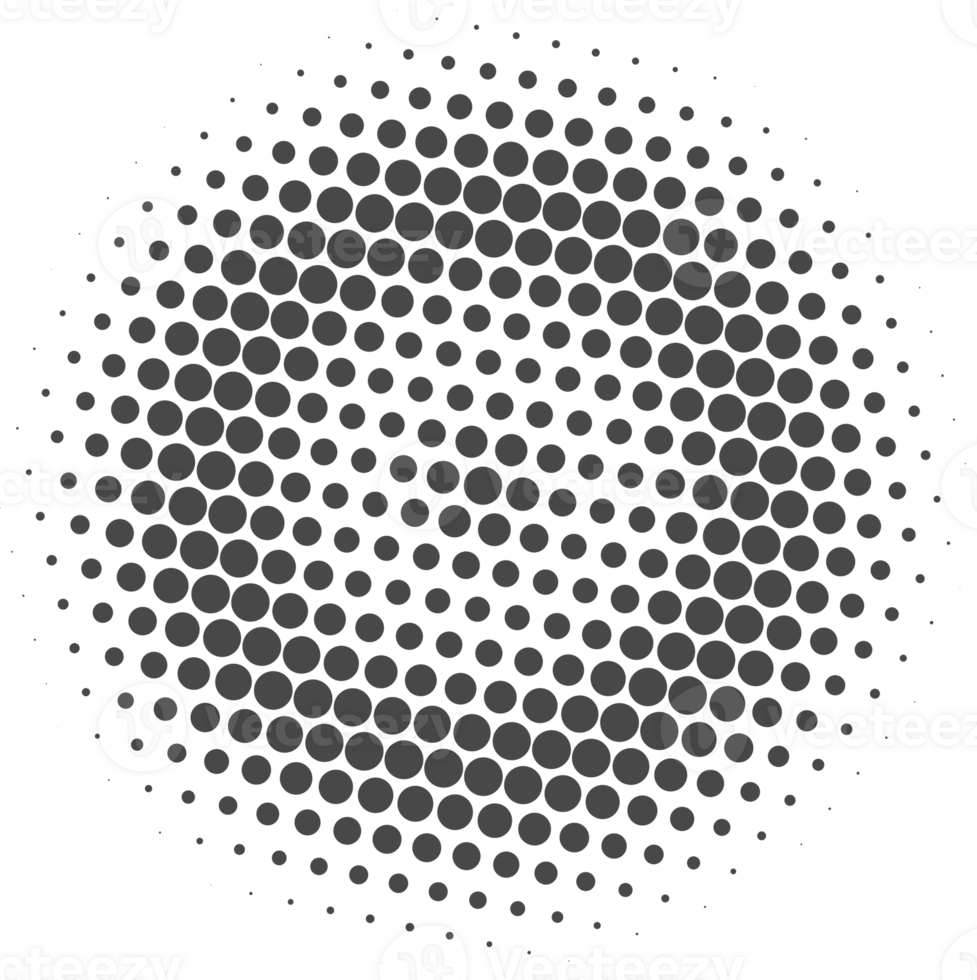 Circle dots with halftone pattern. Round gradient background. Element with gradation points texture. Abstract geometric shape png