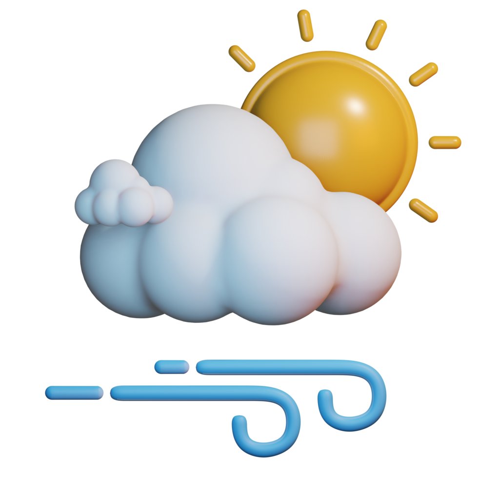 3d weather icon sun and wind png