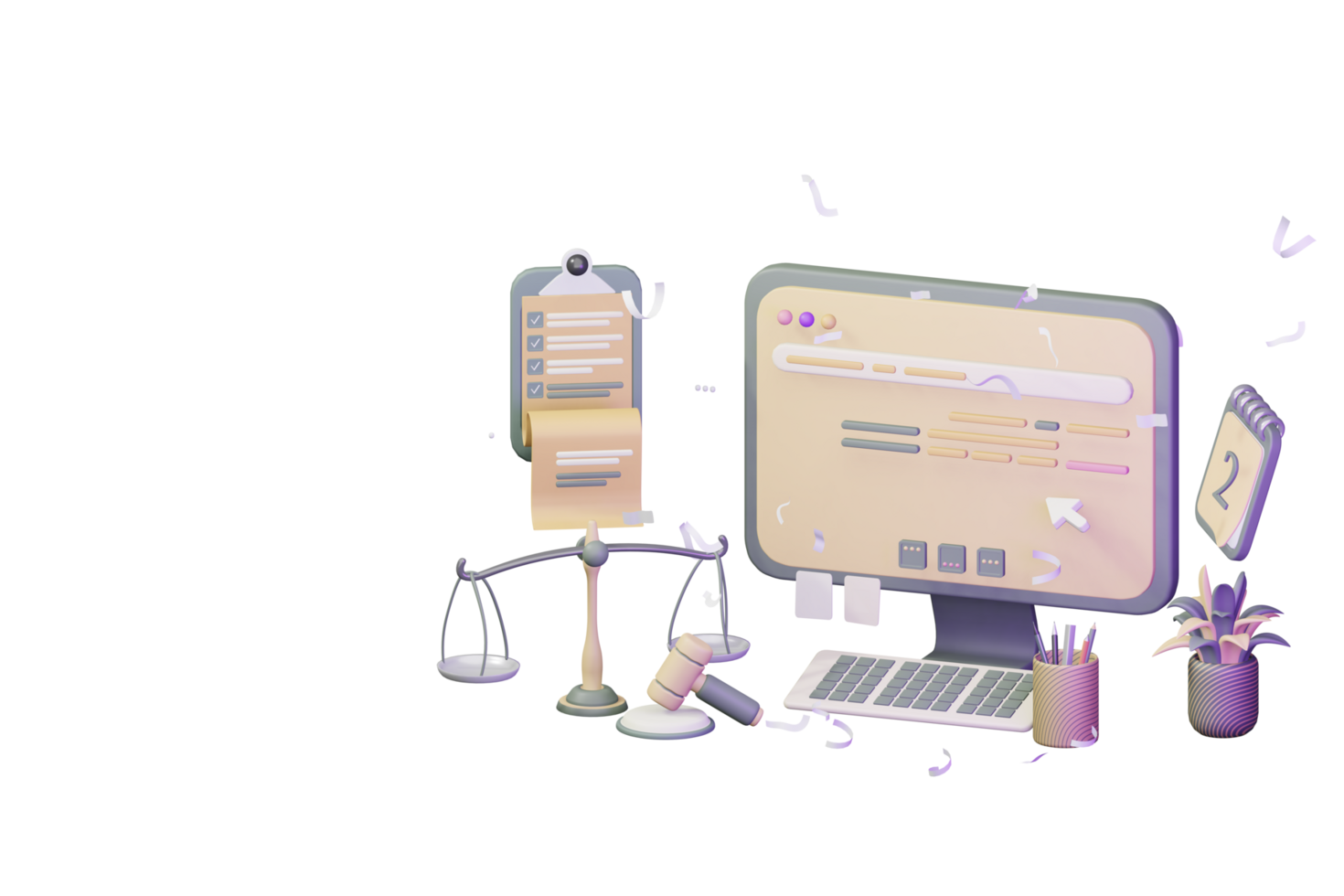 3D workflow concept of law professional lawyer png