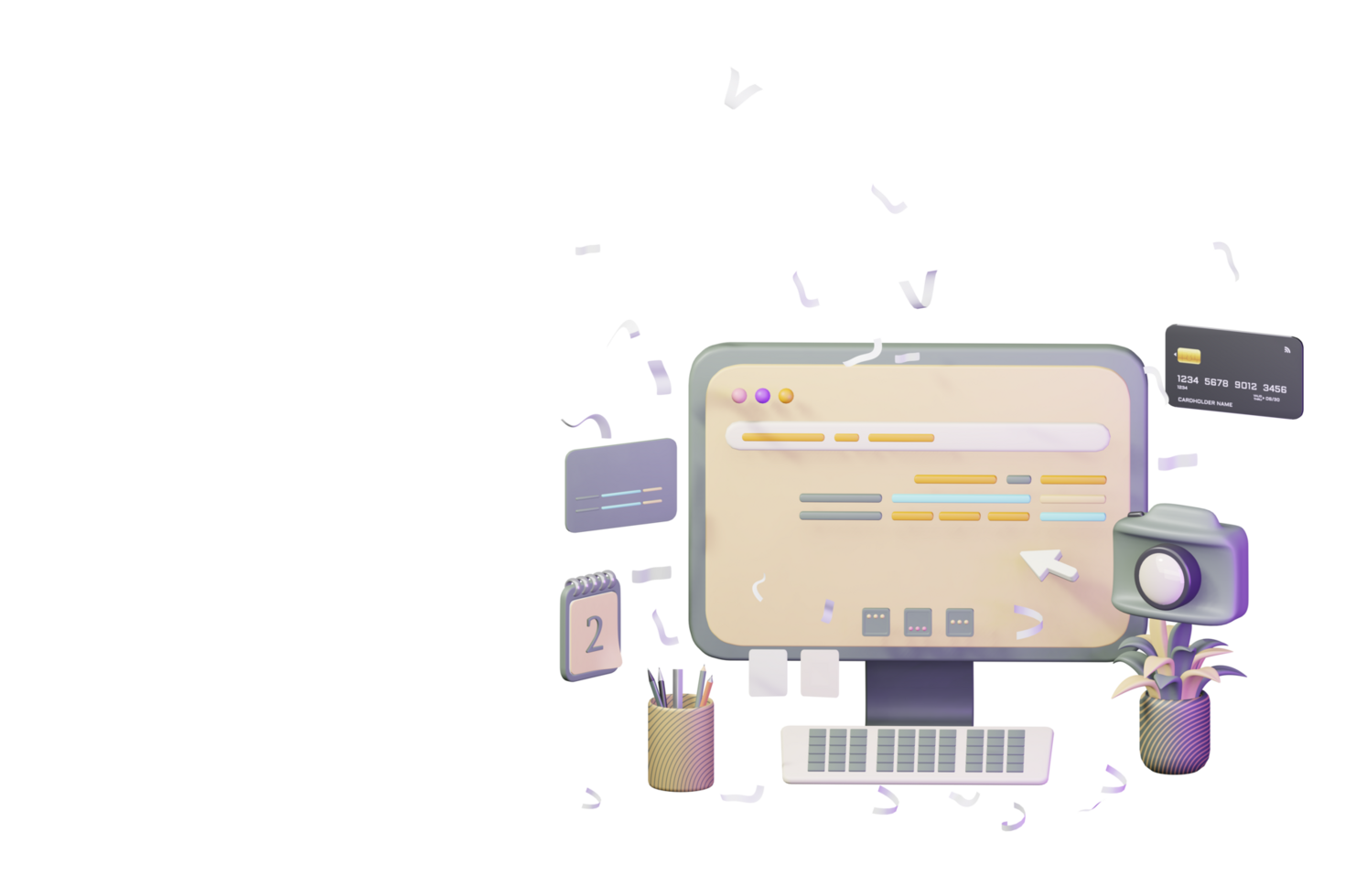 3d workdesk icon with laptop business online sale concept computer illustration png