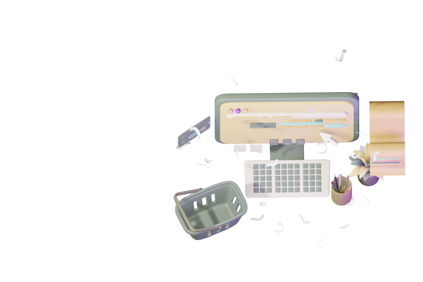 3d workdesk icon with laptop business online sale concept computer illustration png