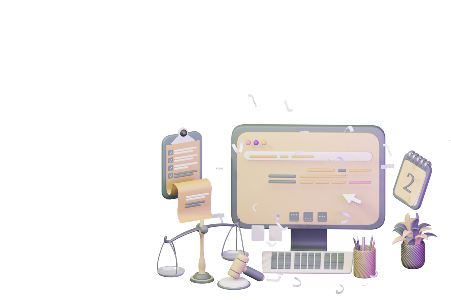 3D workflow concept of law professional lawyer png