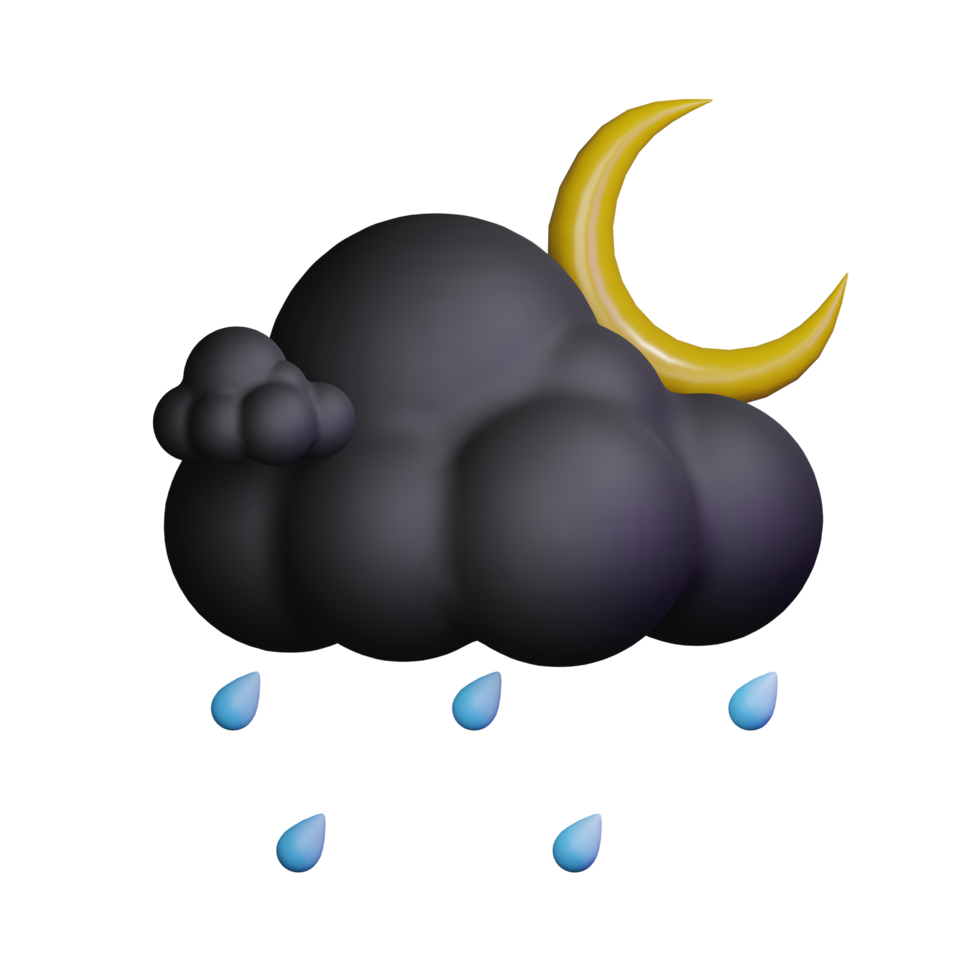 3d Wetter Symbol Nacht mit Regen png