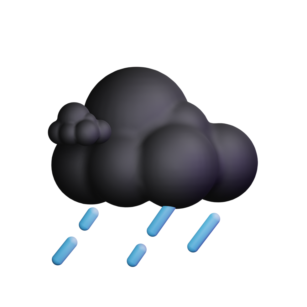 3d weather icon night with rain png