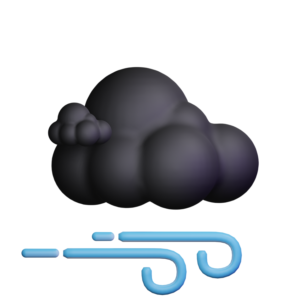 3d weather icon night with wind png