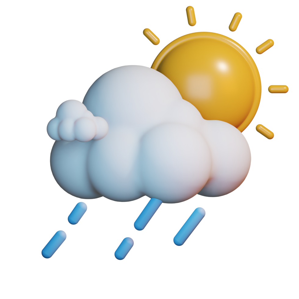 3d weather icon day with rain png