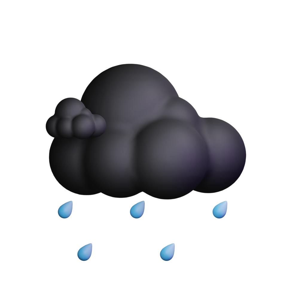 3d weather icon night with rain png