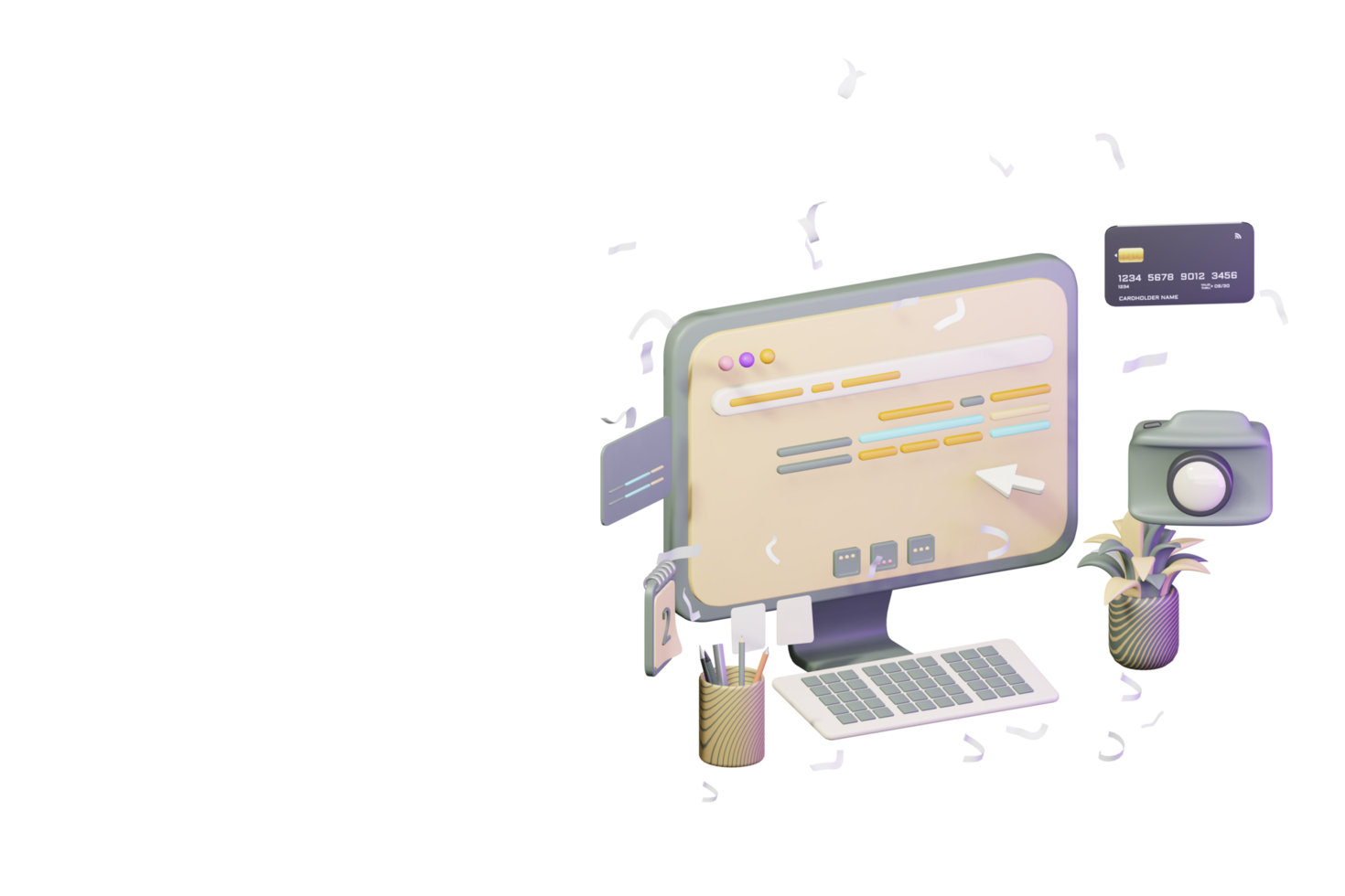 3d workdesk icon with laptop business online sale concept computer illustration png