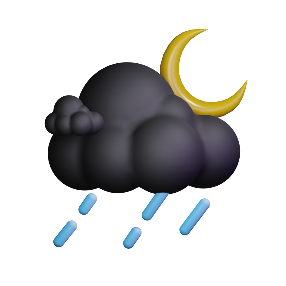 3d tempo metereologico icona notte con pioggia png