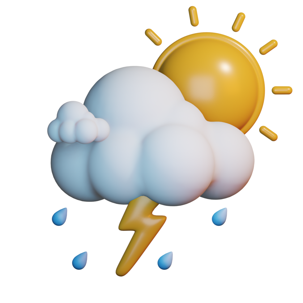 3d weather icon day with rain png