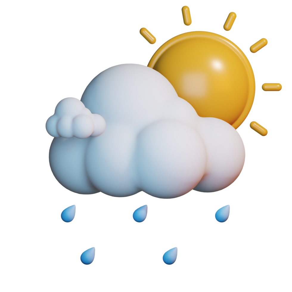 3d weather icon day with rain png