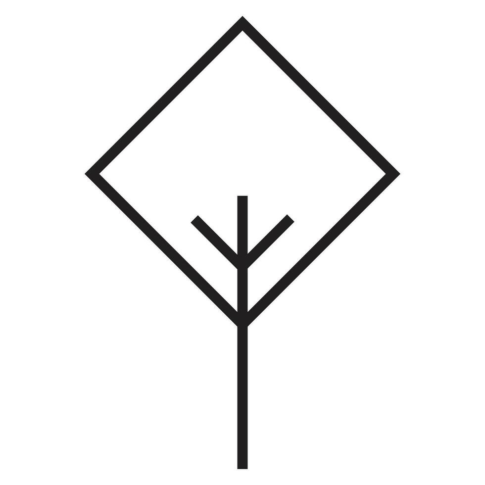 Geometric tree vector icon design. Square tree flat icon.