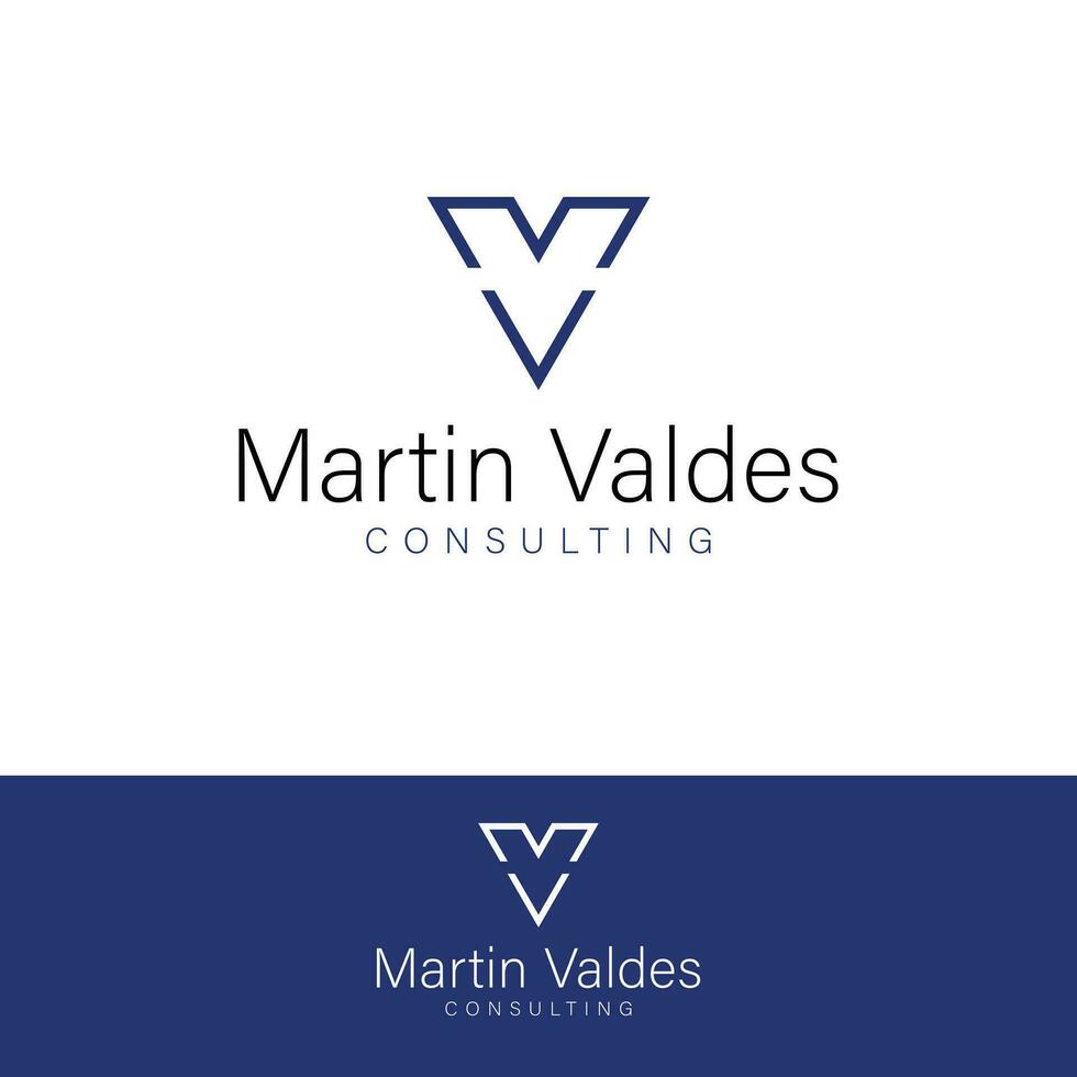 Martin Valdes consulting vector logo design. M and V logotype. MV initials logo template.