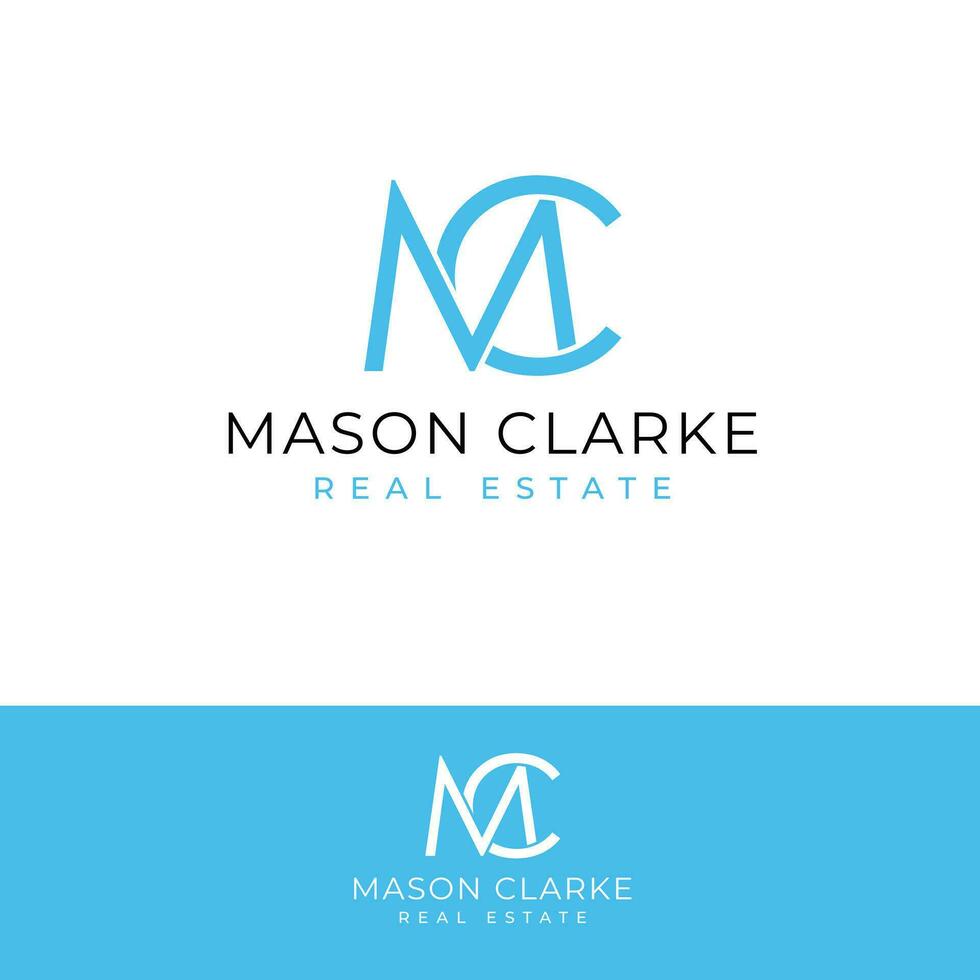 masón Clarke real inmuebles vector logo diseño. letras metro y C logotipo iniciales mc logo modelo.