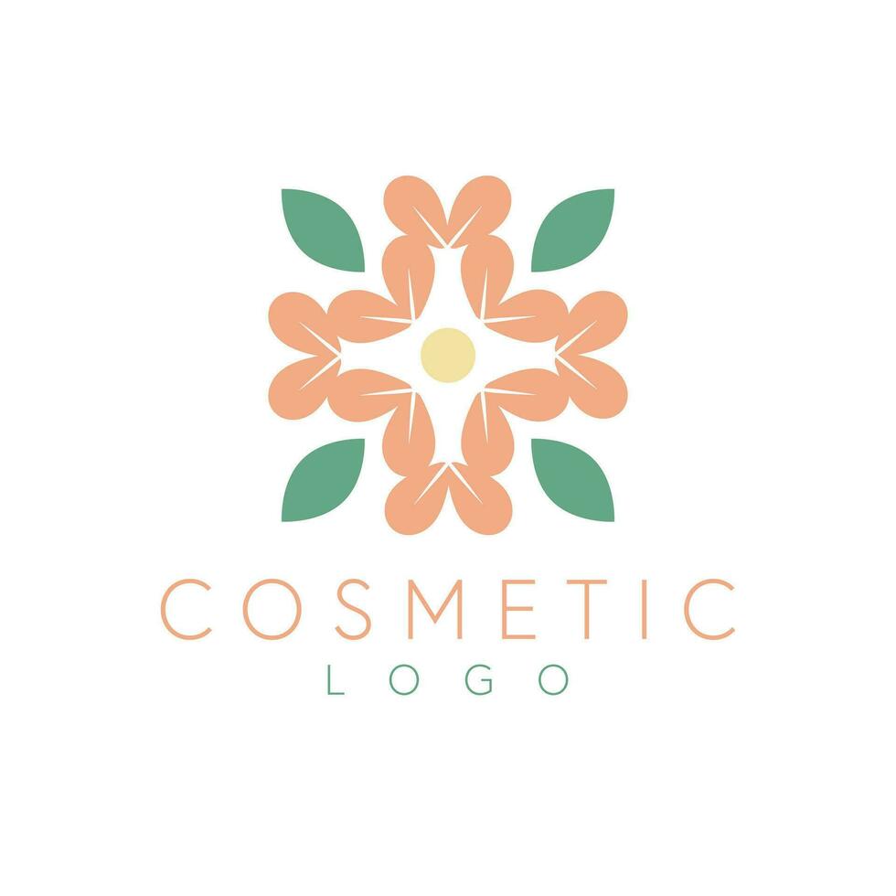 Cosmetic floral vector logo design. Simple flower logotype. Geometric flower logo template.