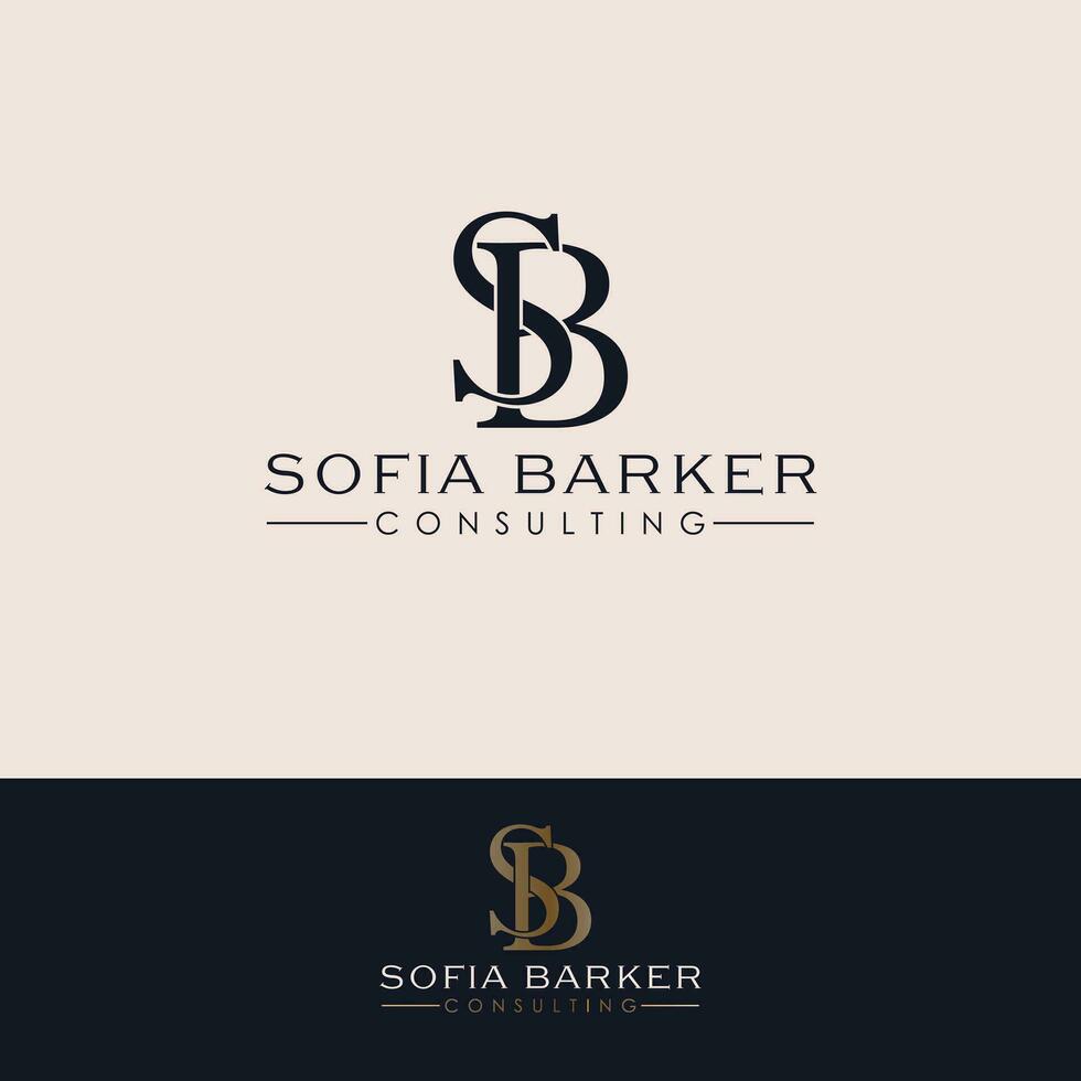 Sofia Barker consulting vector logo design. SB initials logotype. Letters S and B logo template.
